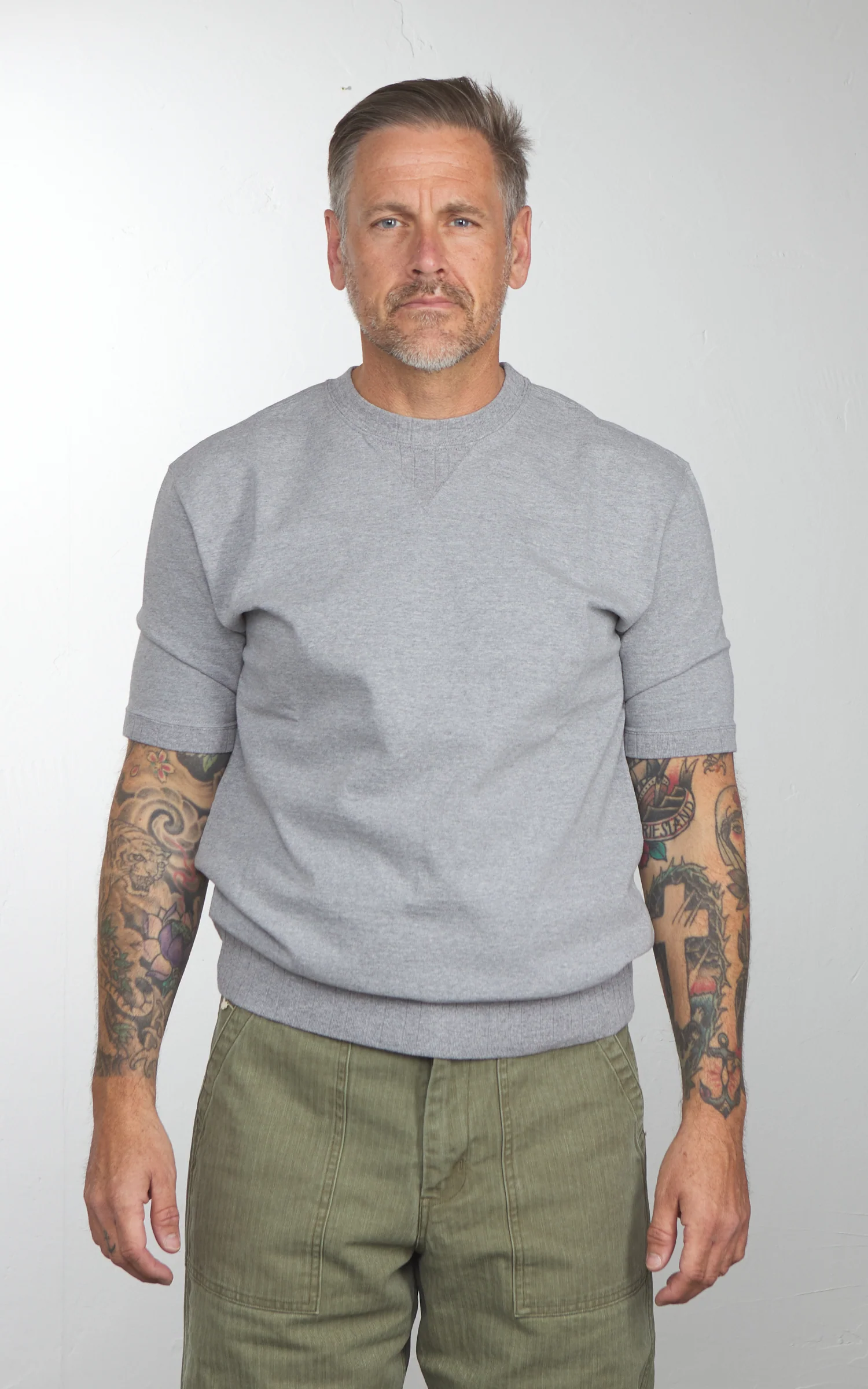 Pherrow's PVGT Plain Sweat T-Shirt Grey - Image 2
