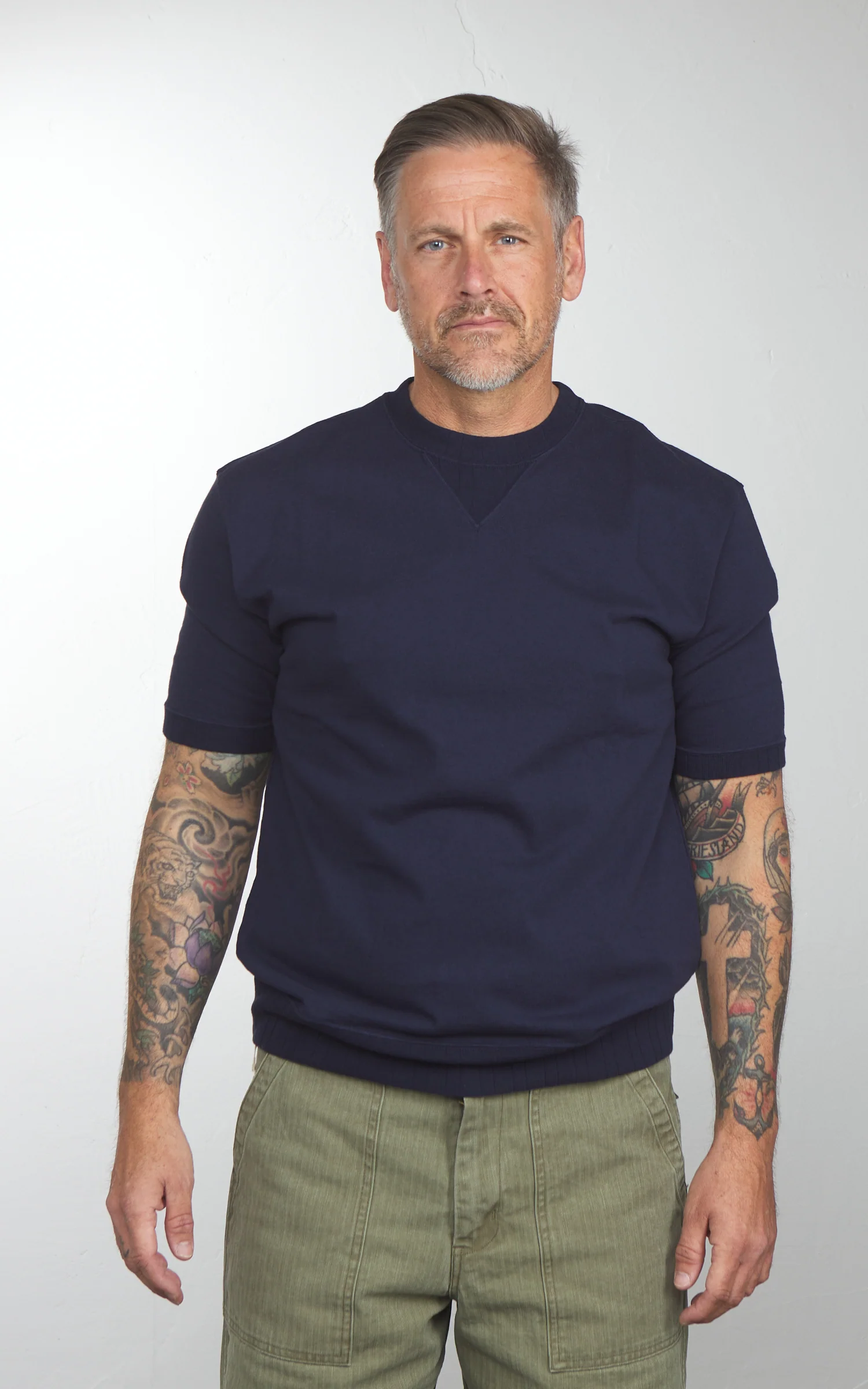 Pherrow's PVGT Plain Sweat T-Shirt Navy - Image 2