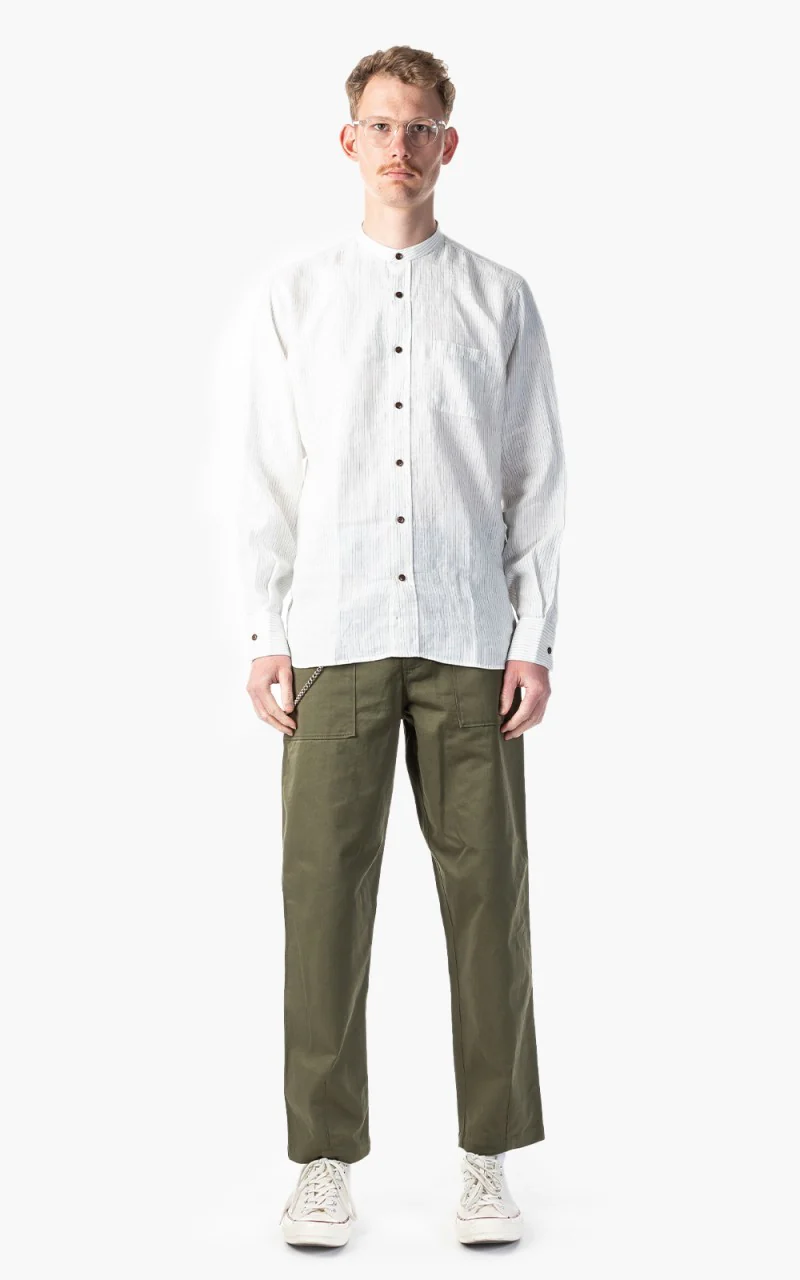 Pike Brothers 1923 Buccanoy Shirt Linen Blue White - Image 2