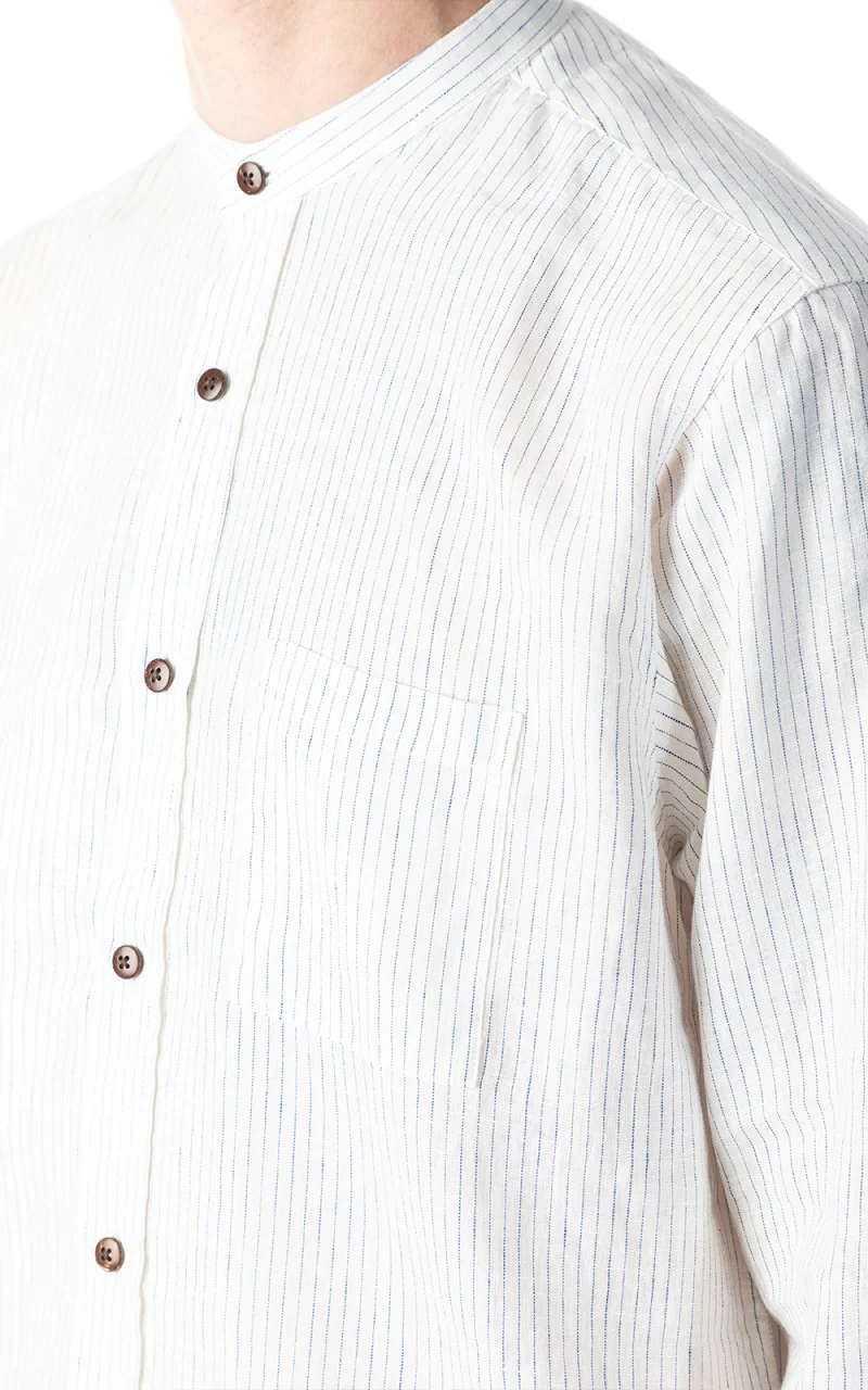 Pike Brothers 1923 Buccanoy Shirt Linen Blue White - Image 4