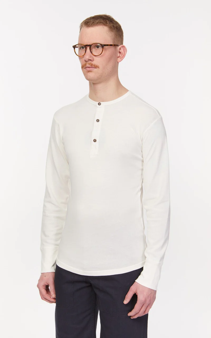 Pike Brothers 1927 Henley Shirt Long Sleeve Ecru - Image 4