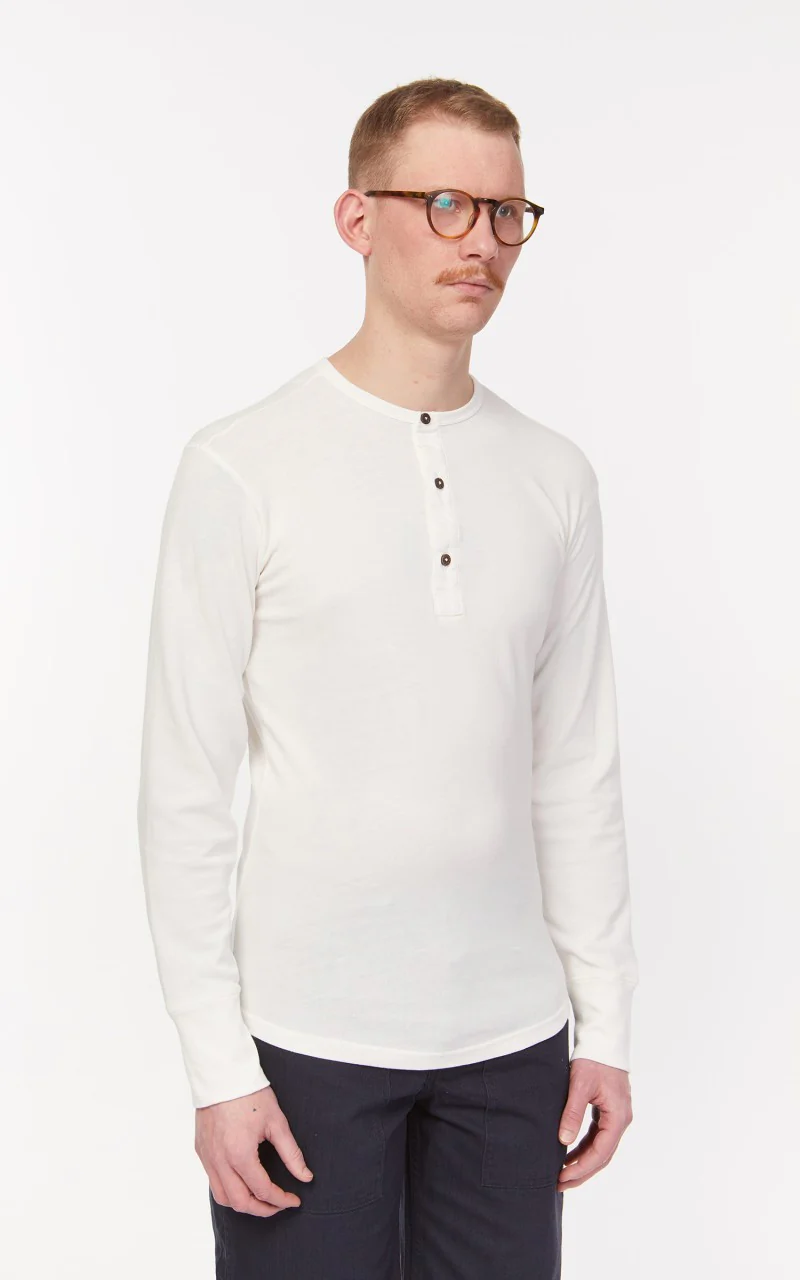 Pike Brothers 1927 Henley Shirt Long Sleeve Ecru - Image 5