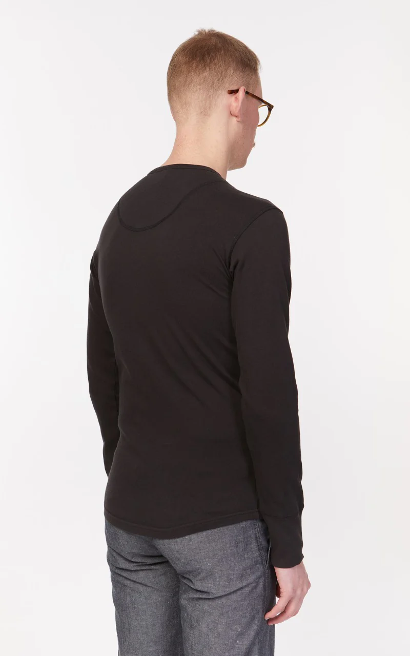 Pike Brothers 1927 Henley Shirt Long Sleeve Faded Black - Image 6