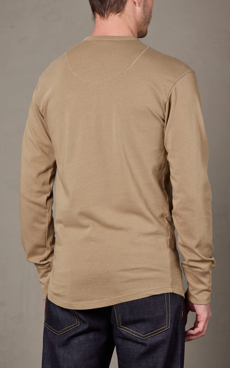 Pike Brothers 1927 Henley Shirt Long Sleeve Mojave Beige - Image 4