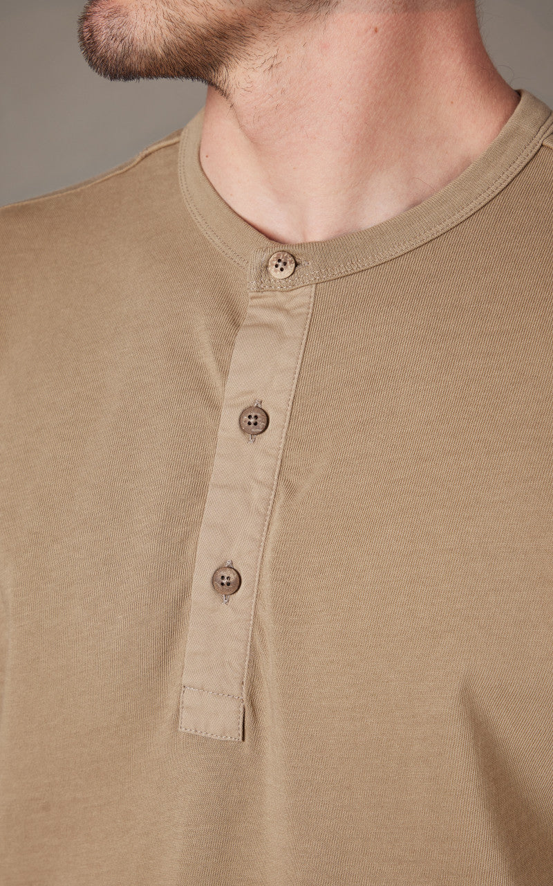 Pike Brothers 1927 Henley Shirt Long Sleeve Mojave Beige - Image 5