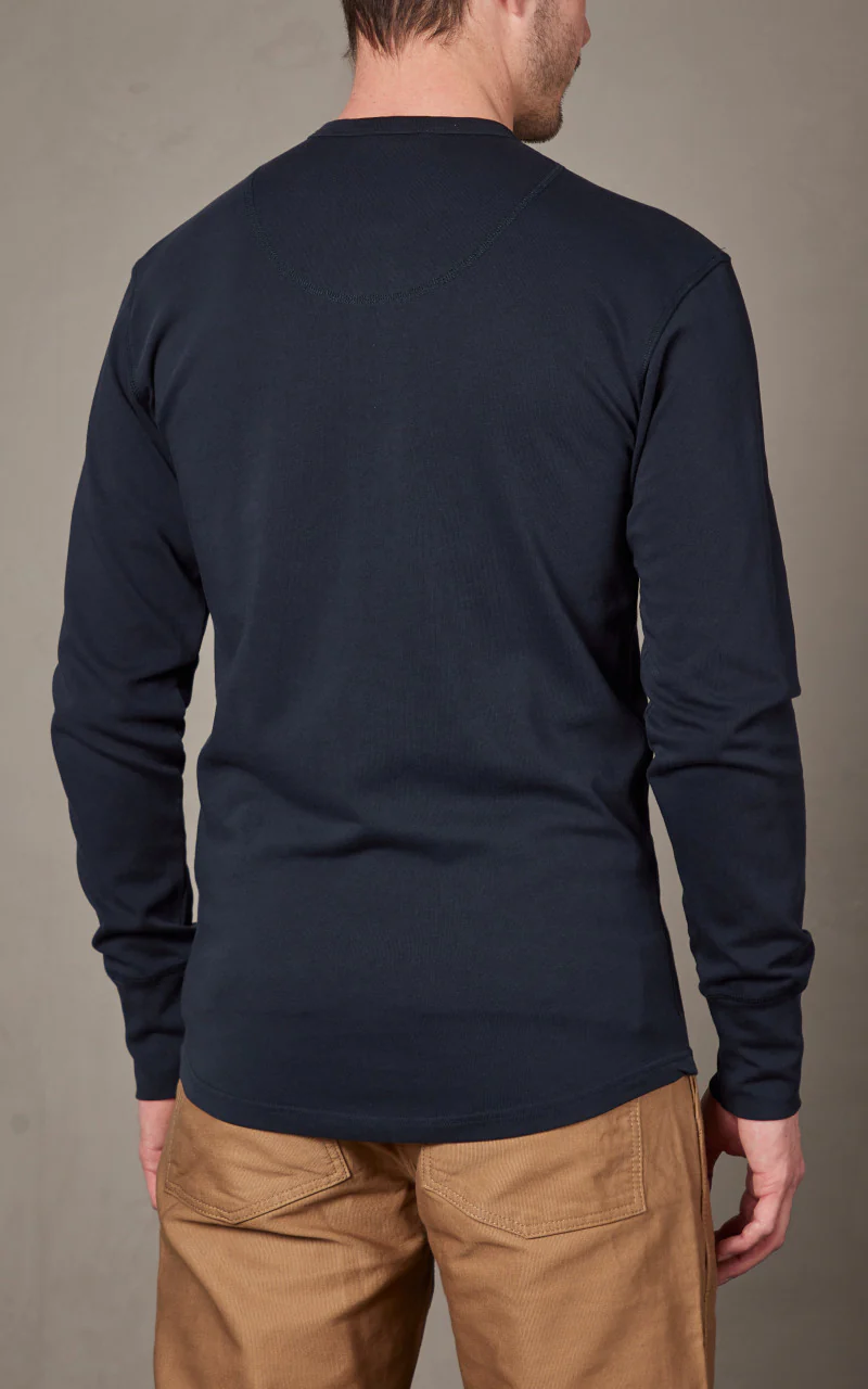 Pike Brothers 1927 Henley Shirt Long Sleeve Mojave Blue - Image 4