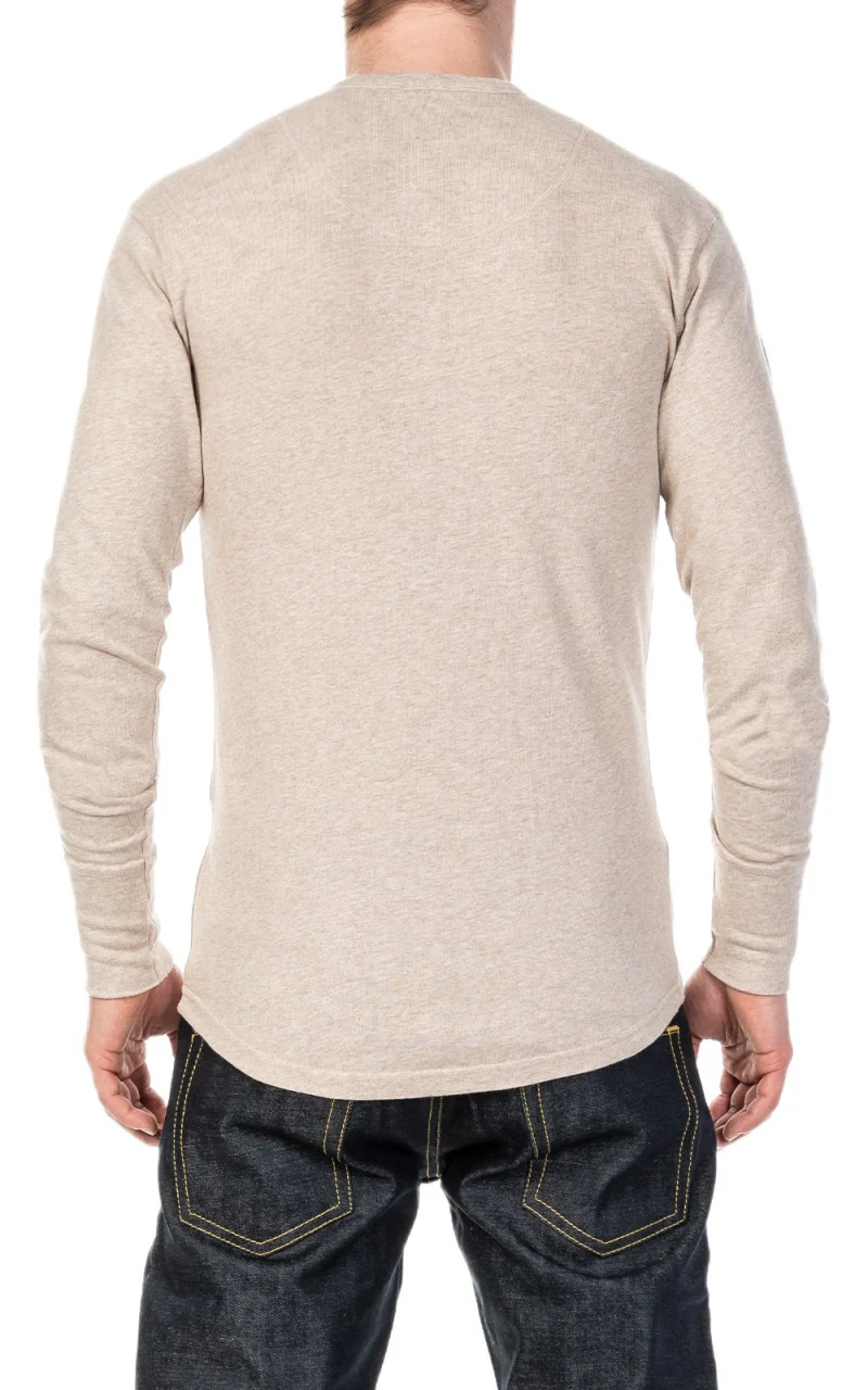 Pike Brothers 1927 Henley Shirt Long Sleeve Oatmeal - Image 4