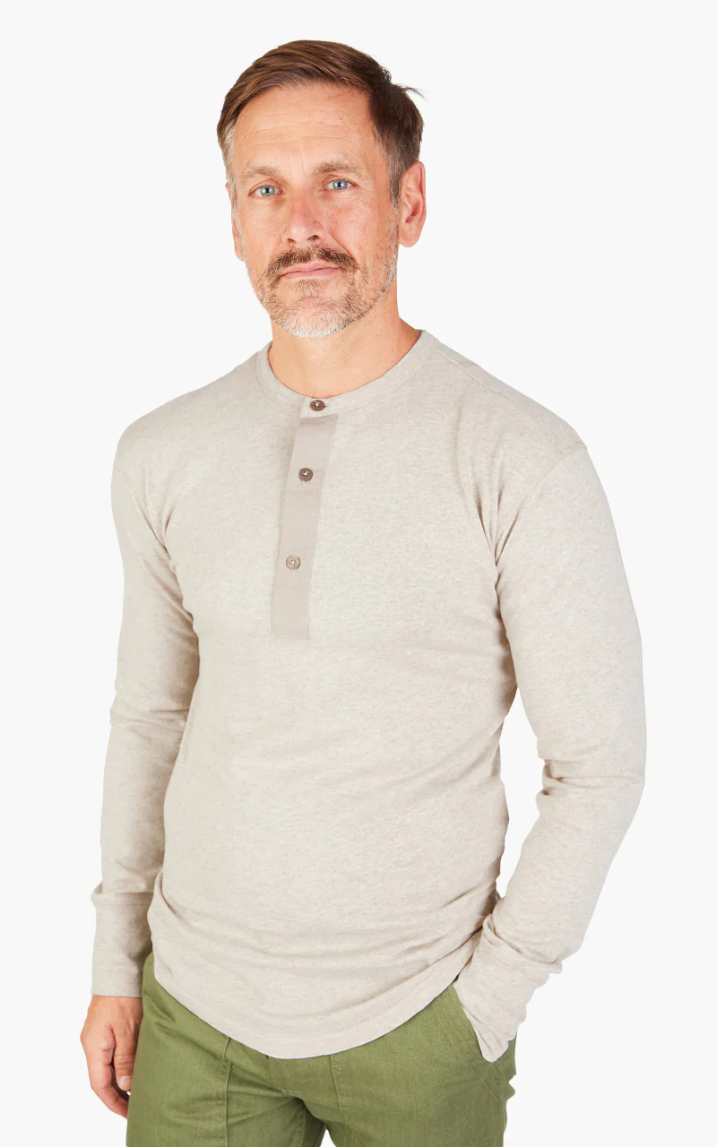 Pike Brothers 1927 Henley Shirt Longsleeve Ecru Melange - Image 4