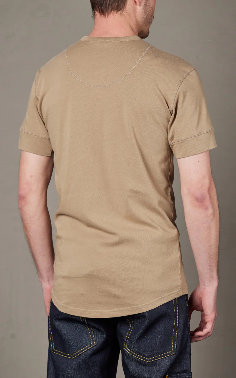 Pike Brothers 1927 Henley Shirt Short Sleeve Mojave Beige - Image 4