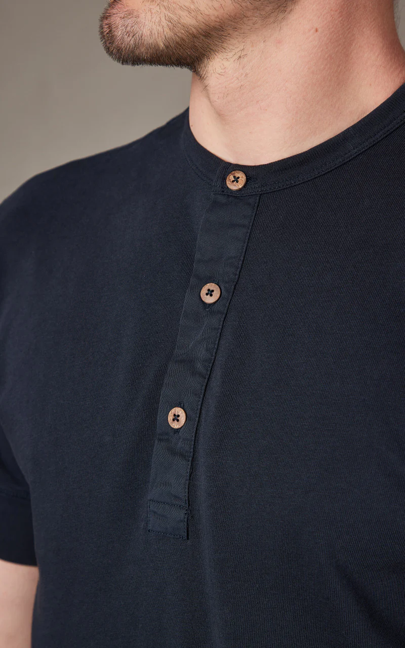 Pike Brothers 1927 Henley Shirt Short Sleeve Mojave Blue - Image 5