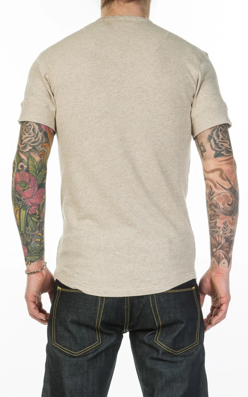Pike Brothers 1927 Henley Shirt Short Sleeve Oatmeal - Image 4