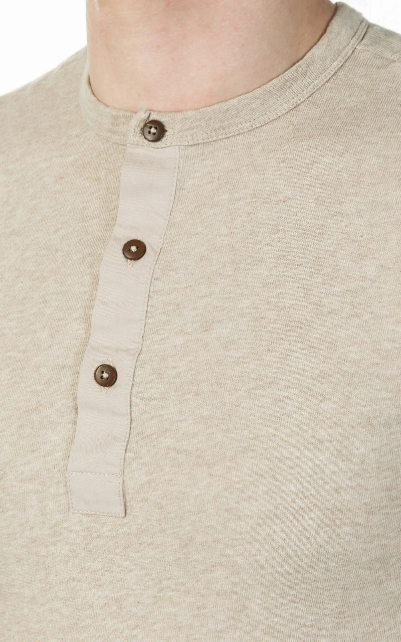 Pike Brothers 1927 Henley Shirt Short Sleeve Oatmeal - Image 5