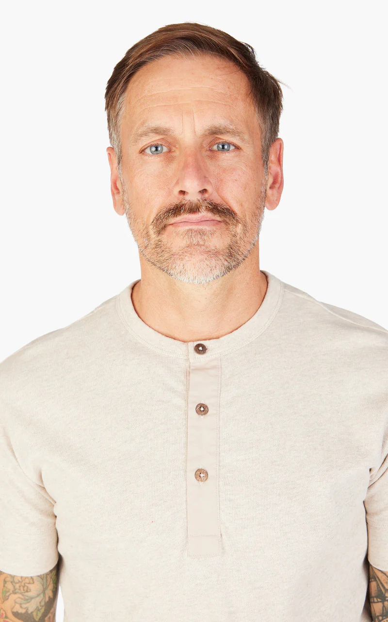 Pike Brothers 1927 Henley Short Sleeve Ecru Melange - Image 5