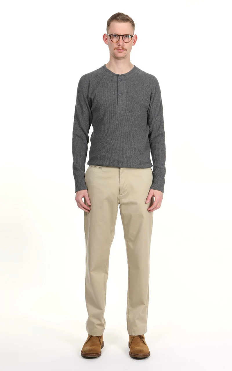 Pike Brothers 1936 Waffle Shirt Long Sleeve Rockport Grey - Image 2