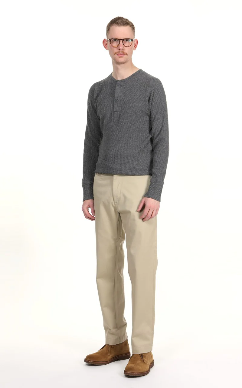 Pike Brothers 1936 Waffle Shirt Long Sleeve Rockport Grey - Image 3