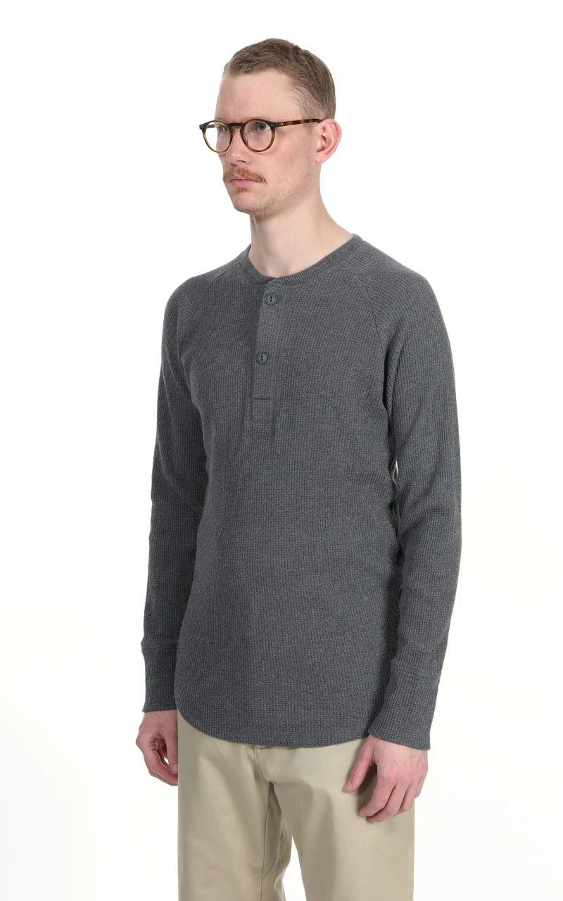 Pike Brothers 1936 Waffle Shirt Long Sleeve Rockport Grey - Image 4