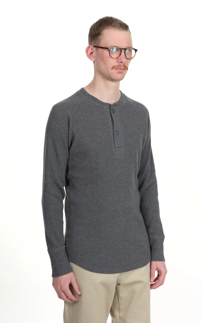 Pike Brothers 1936 Waffle Shirt Long Sleeve Rockport Grey - Image 5