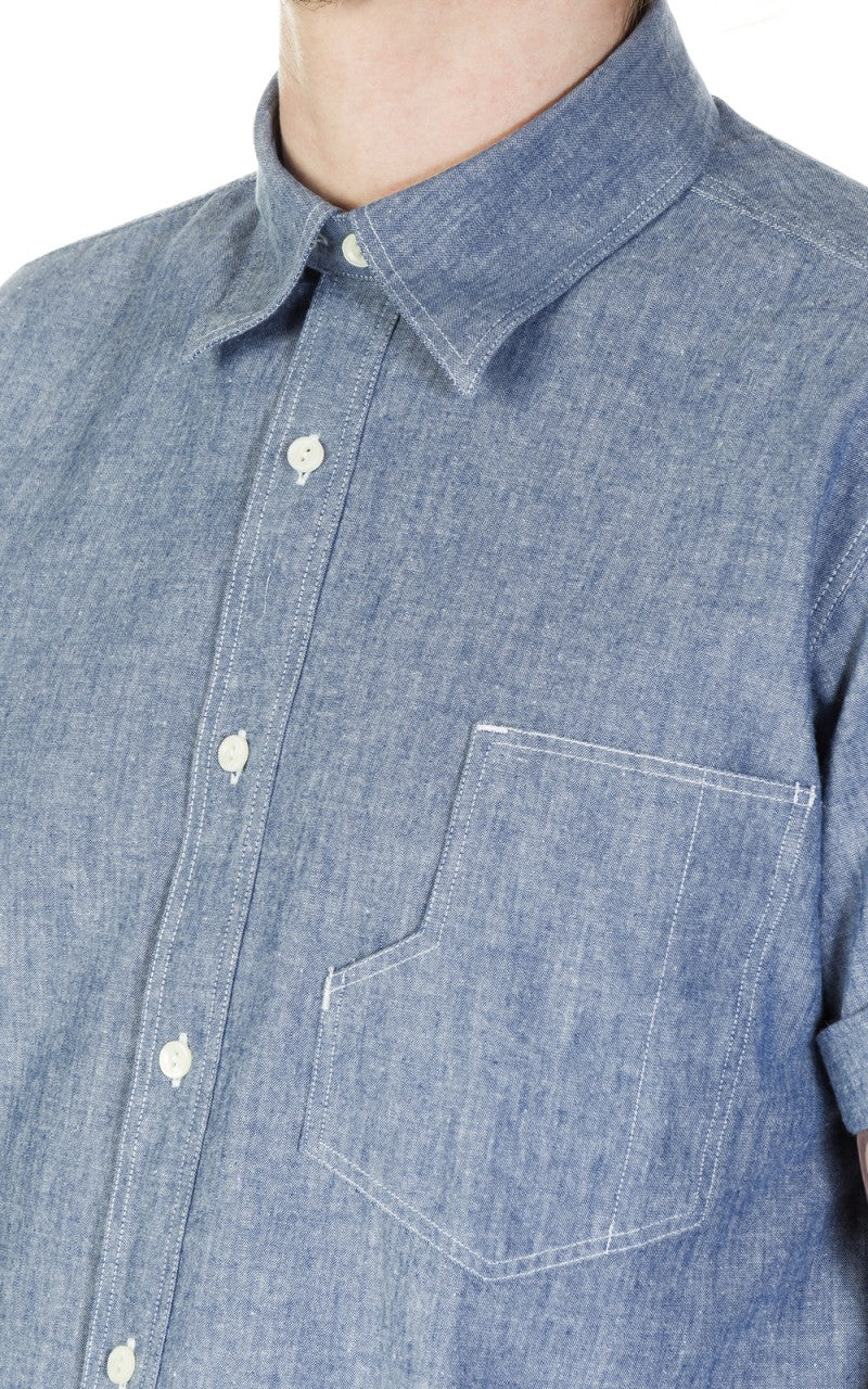 Pike Brothers 1937 Roamer Shirt Short Sleeve Blue Chambray - Image 5