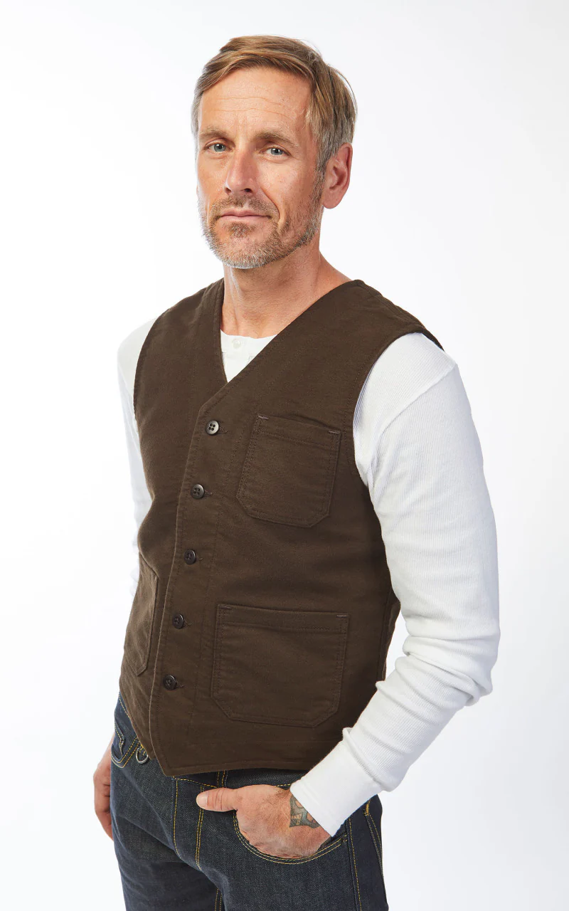 Pike Brothers 1937 Roamer Vest Moleskin Soil Brown - Image 3
