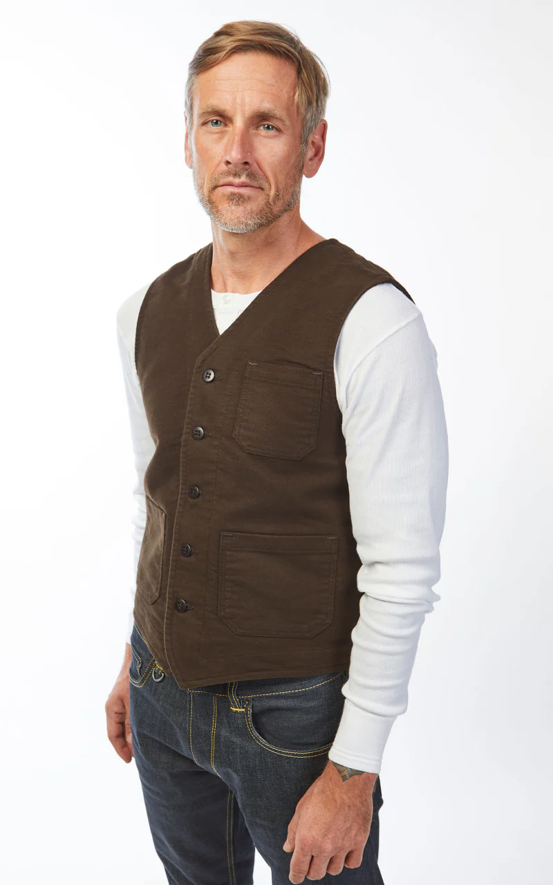 Pike Brothers 1937 Roamer Vest Moleskin Soil Brown - Image 4