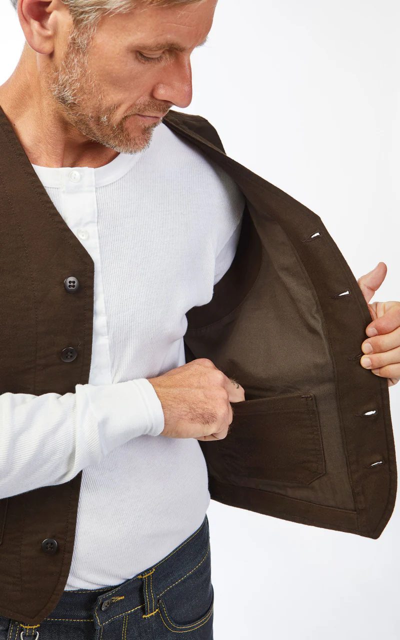 Pike Brothers 1937 Roamer Vest Moleskin Soil Brown - Image 8