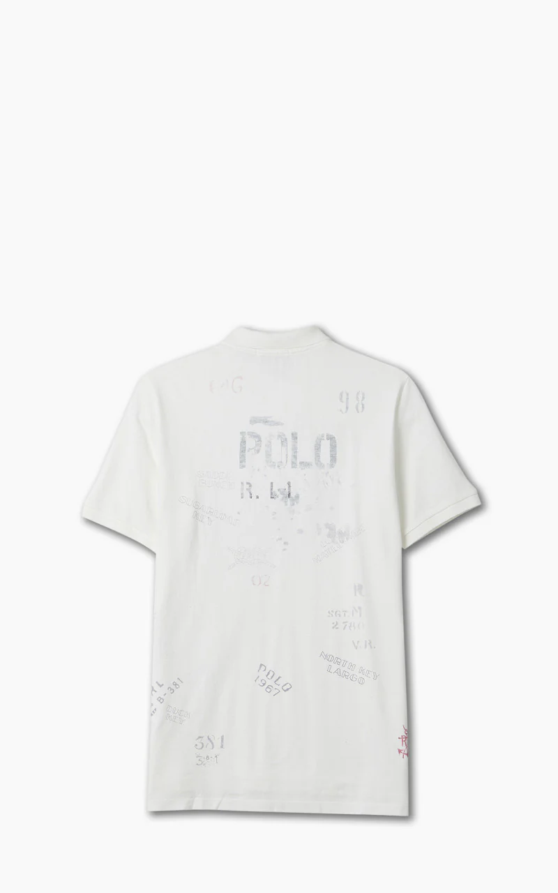 Polo Ralph Lauren Classic Fit Mesh Graphic Polo Shirt White - Image 3