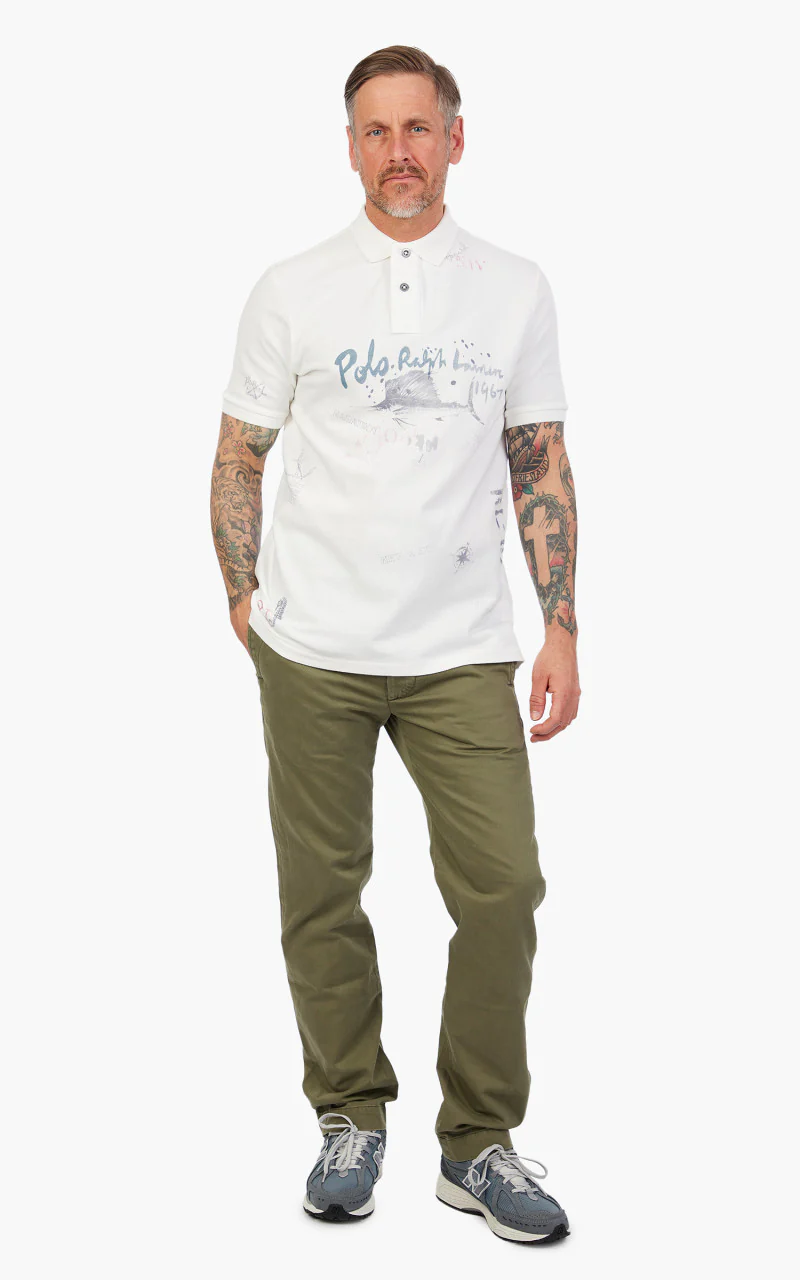 Polo Ralph Lauren Classic Fit Mesh Graphic Polo Shirt White - Image 4