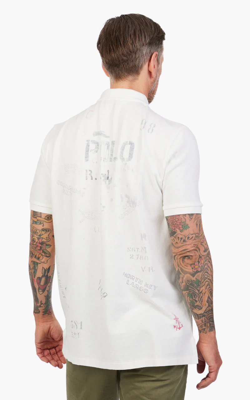Polo Ralph Lauren Classic Fit Mesh Graphic Polo Shirt White - Image 5