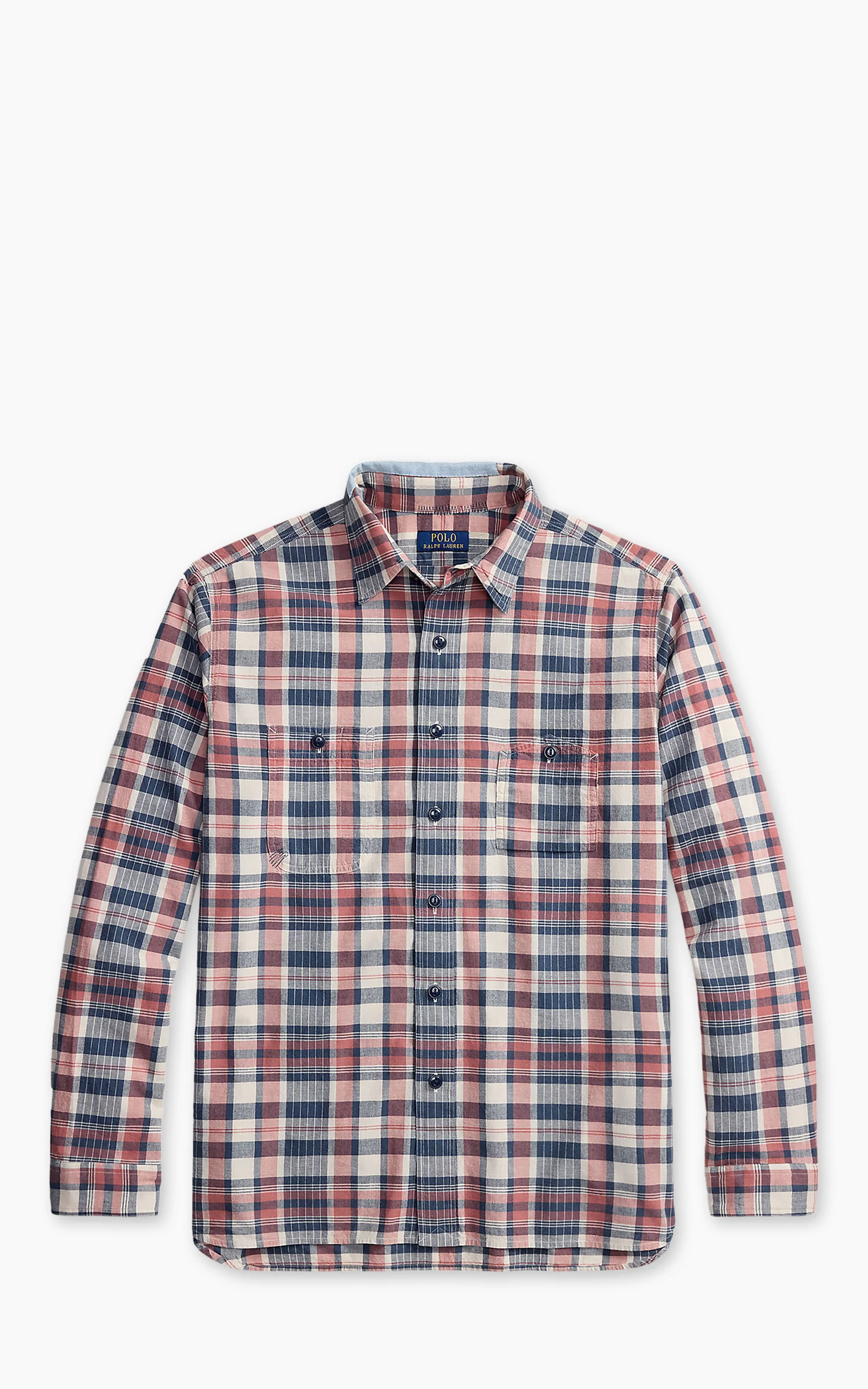 Polo Ralph Lauren Classic Fit Repaired Madras Workshirt Cream Navy