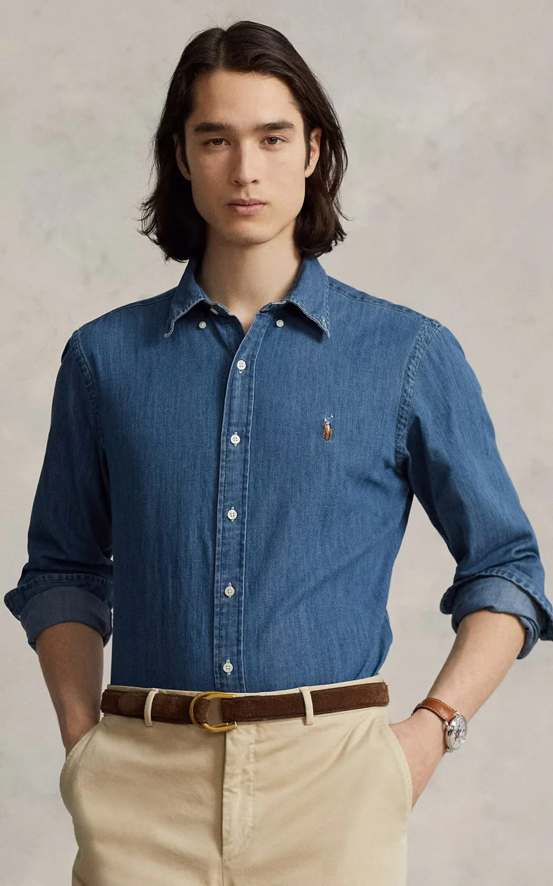 Polo Ralph Lauren Custom Fit Denim Shirt Blue - Image 3