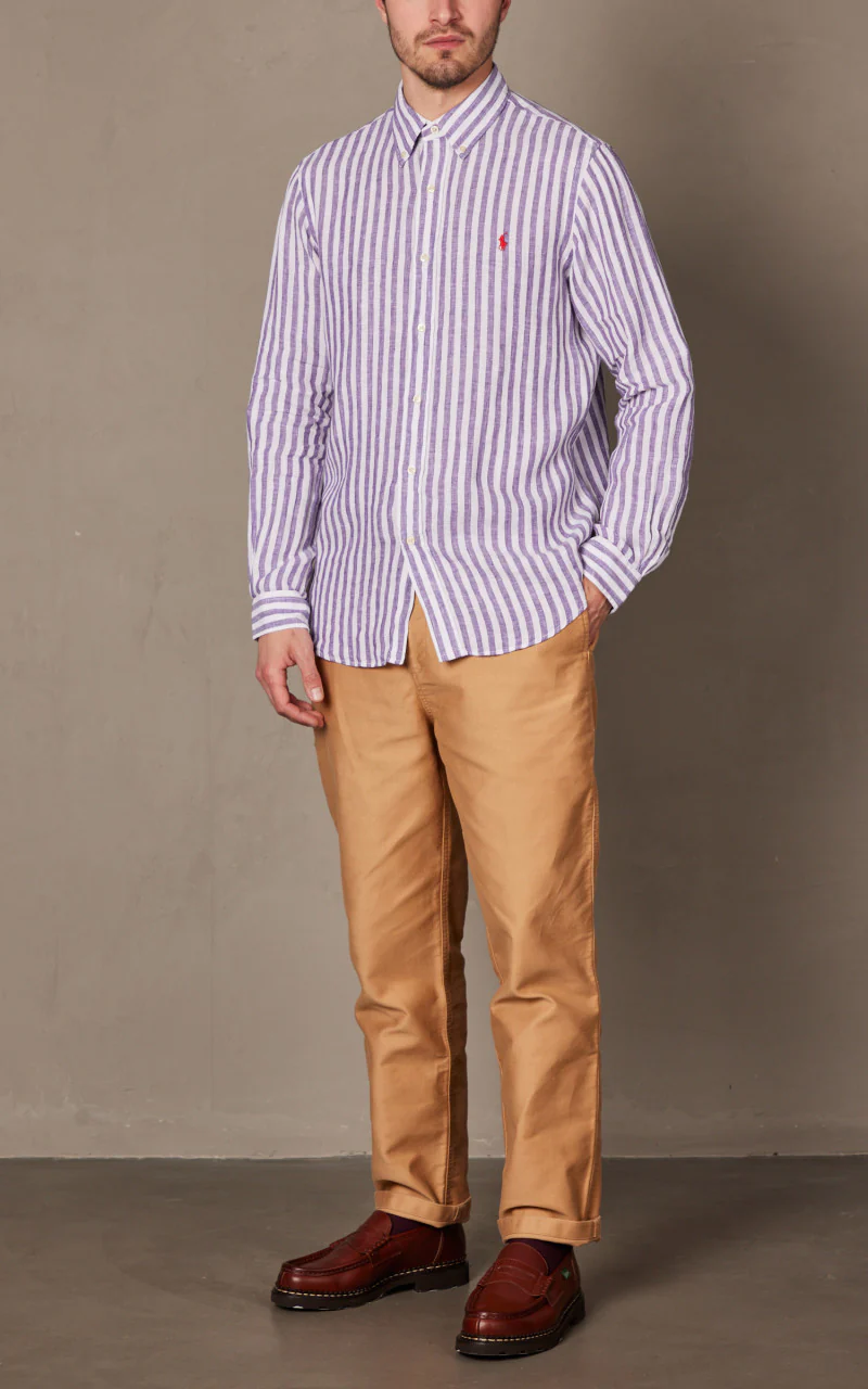 Polo Ralph Lauren Custom Fit Striped Linen Shirt Blue/White - Image 2