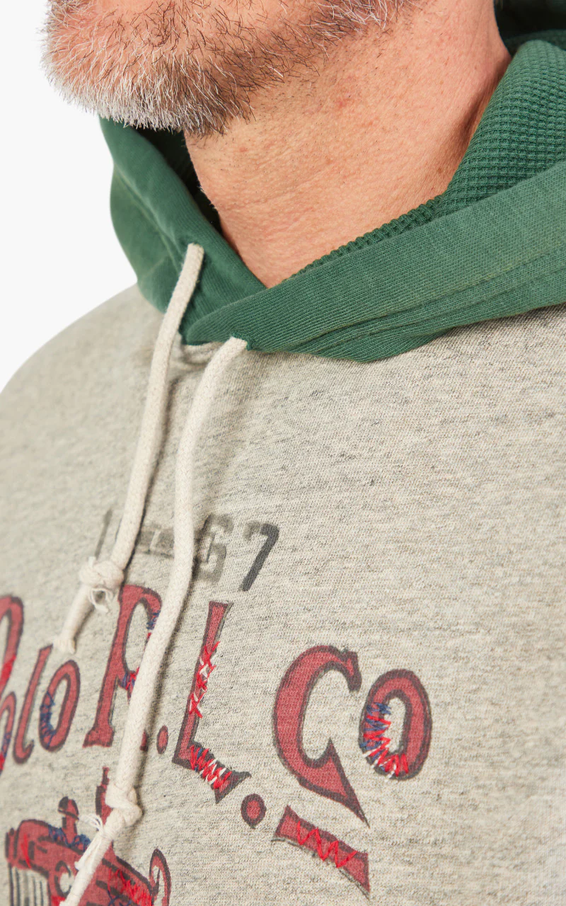 Polo Ralph Lauren Patchwork Graphic Fleece Hoodie Grey - Image 6