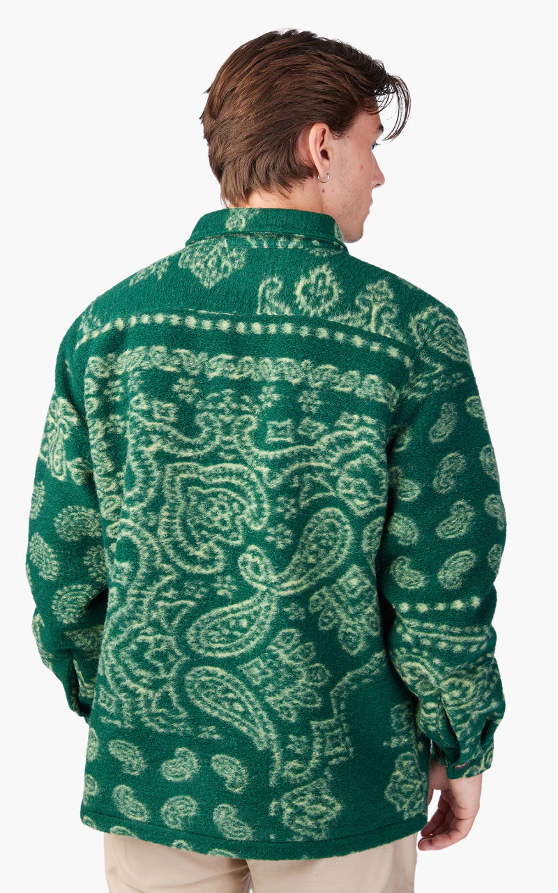 Portuguese Flannel Abstract Paisley Overshirt Green - Image 7