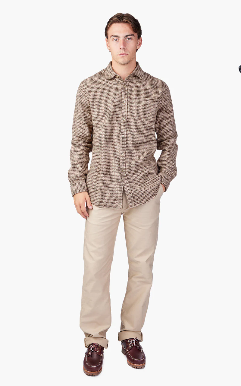 Portuguese Flannel Abstract Pied Poule Shirt Brown - Image 2