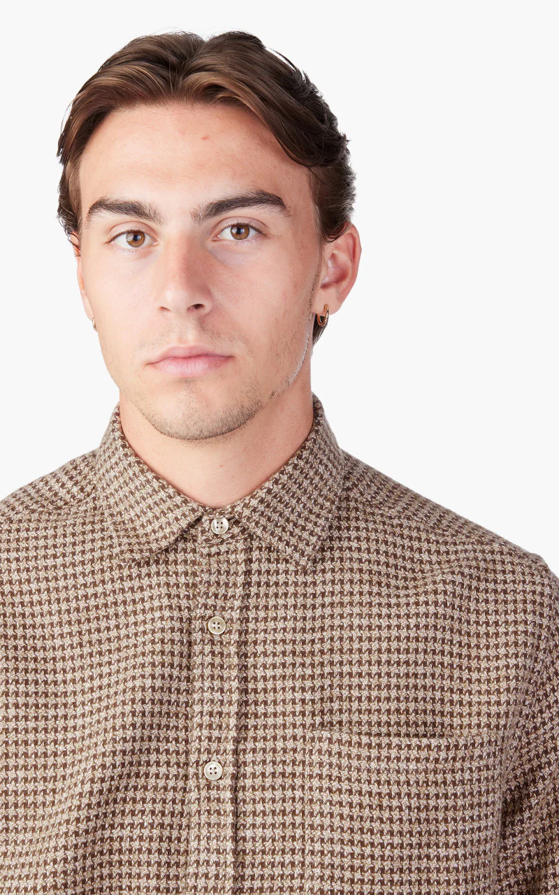 Portuguese Flannel Abstract Pied Poule Shirt Brown - Image 6