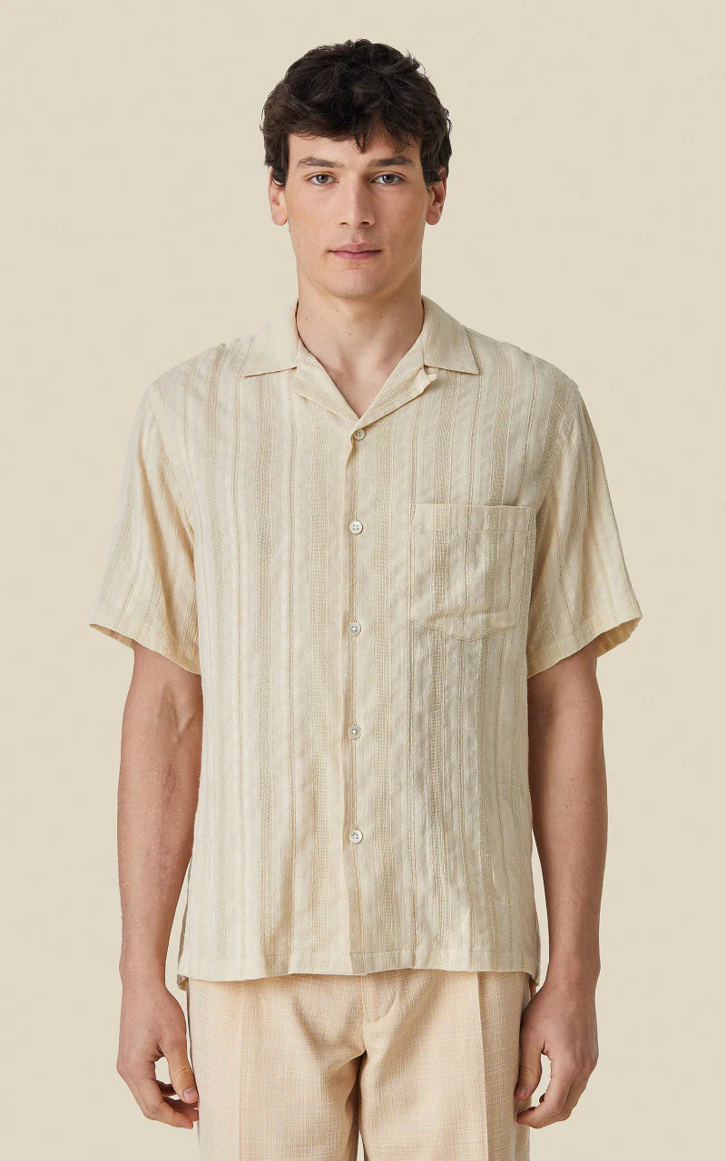 Portuguese Flannel Almada Camp Collar Shirt Ecru - Image 2