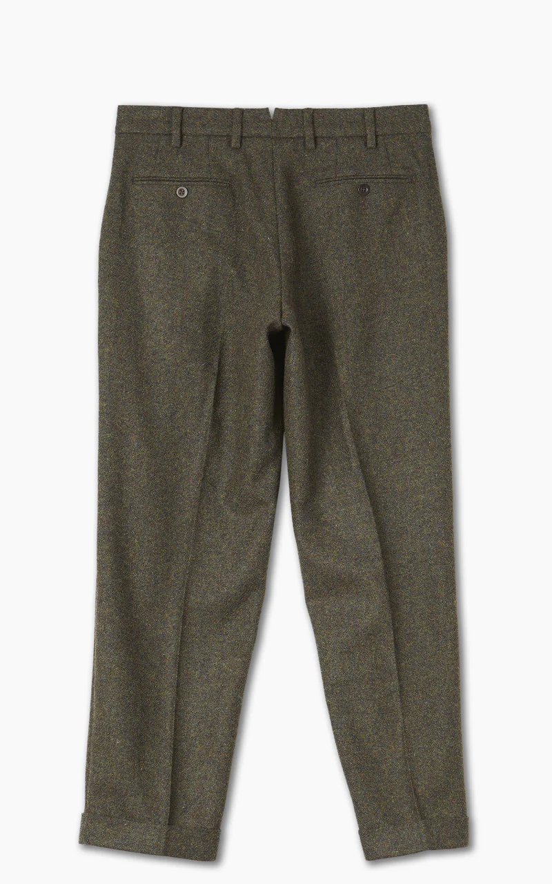 Portuguese Flannel Double Pleat Trousers Forest Green - Image 3