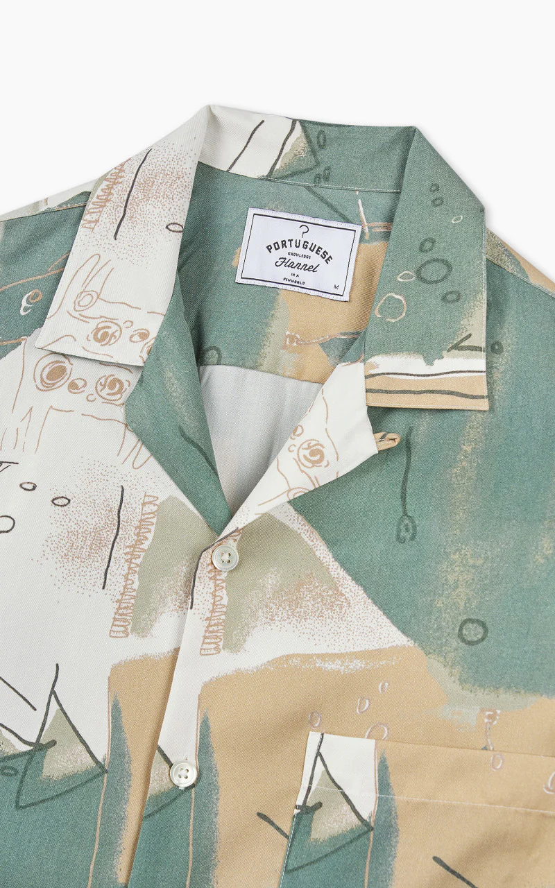 Portuguese Flannel Guache Camp Collar Shirt Green - Image 4