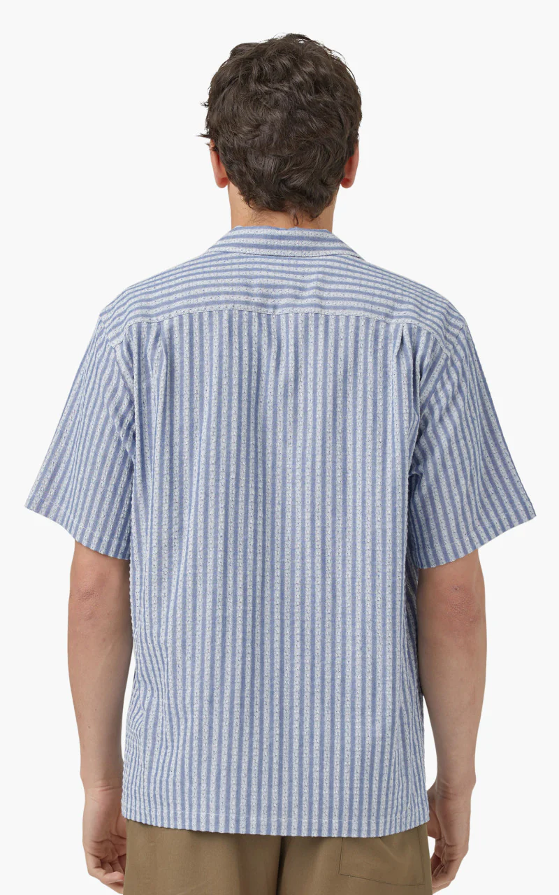 Portuguese Flannel Jacquard Chambray Shirt Blue/White - Image 4