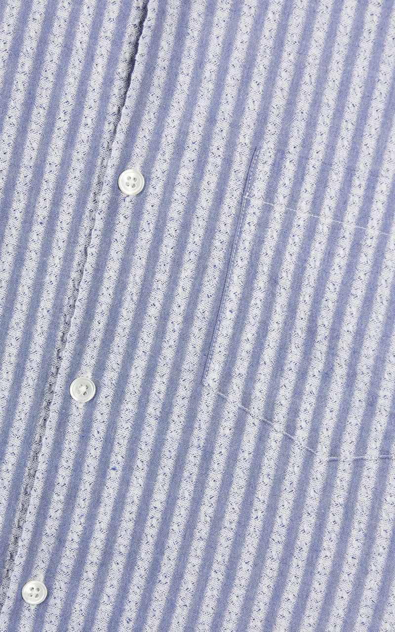 Portuguese Flannel Jacquard Chambray Shirt Blue/White - Image 5