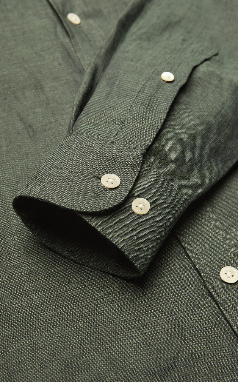 Portuguese Flannel Linen Shirt Dry Green - Image 4
