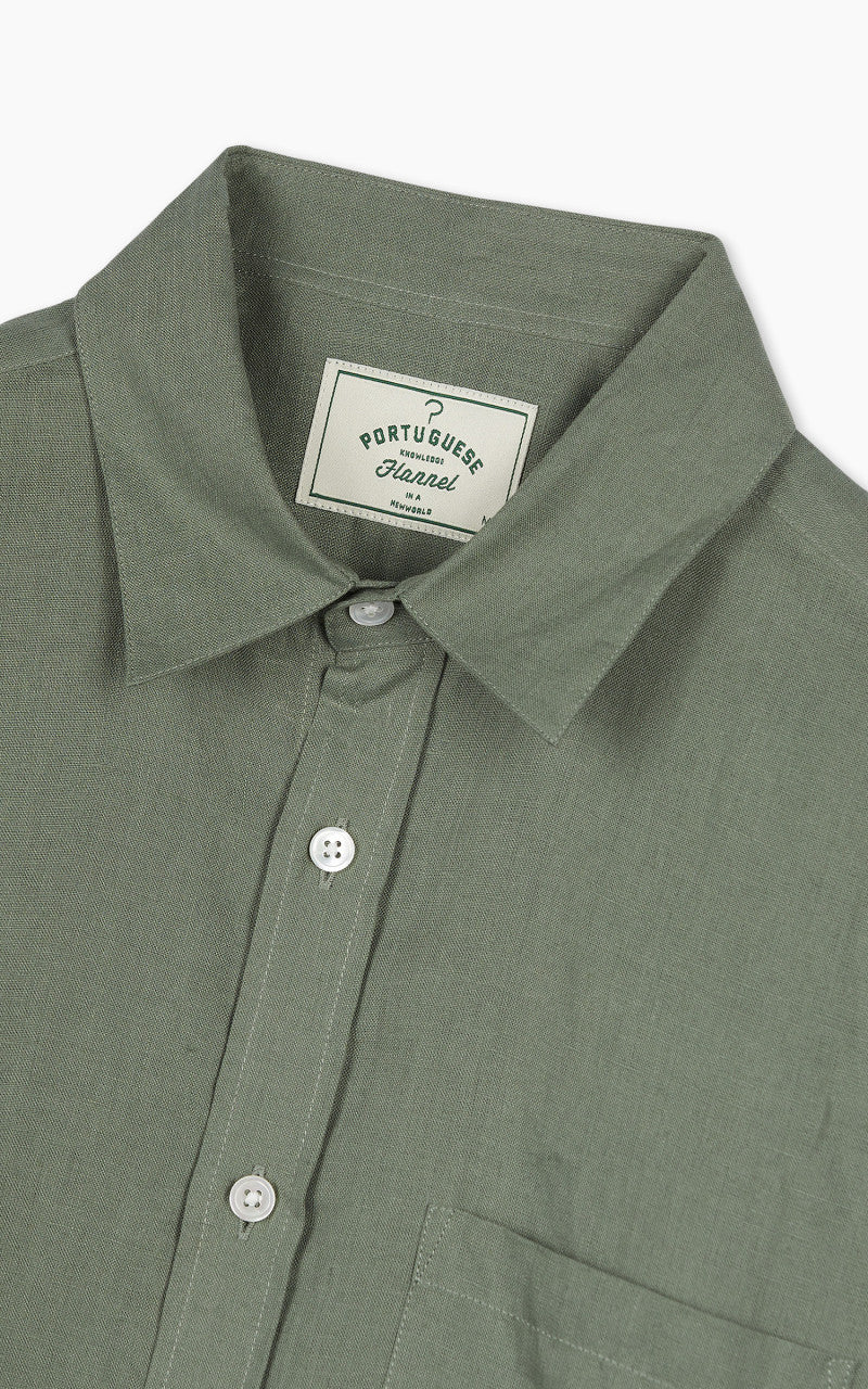 Portuguese Flannel Linen Shirt Dry Green - Image 5