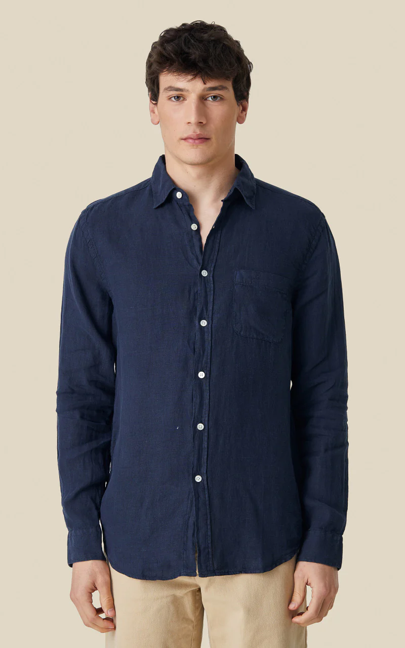 Portuguese Flannel Linen Shirt Navy - Image 2