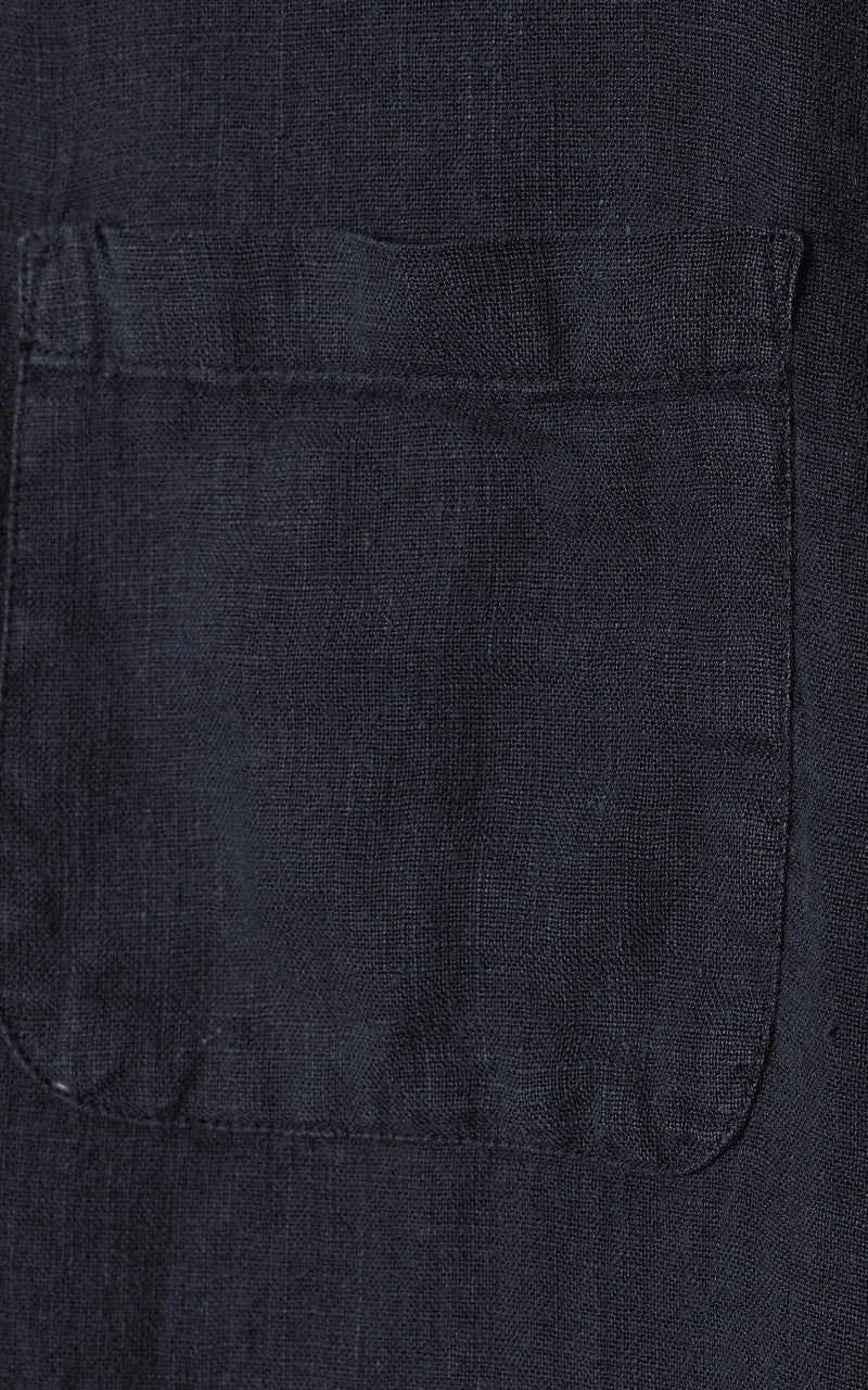 Portuguese Flannel Linen Shirt Navy - Image 3