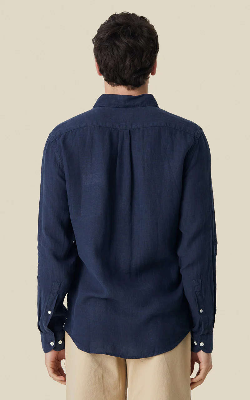 Portuguese Flannel Linen Shirt Navy - Image 4
