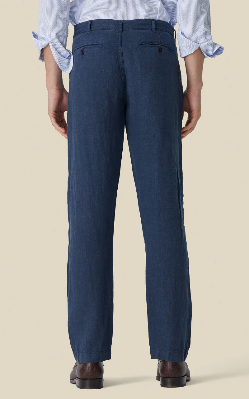 Portuguese Flannel Linen Trouser Navy - Image 4