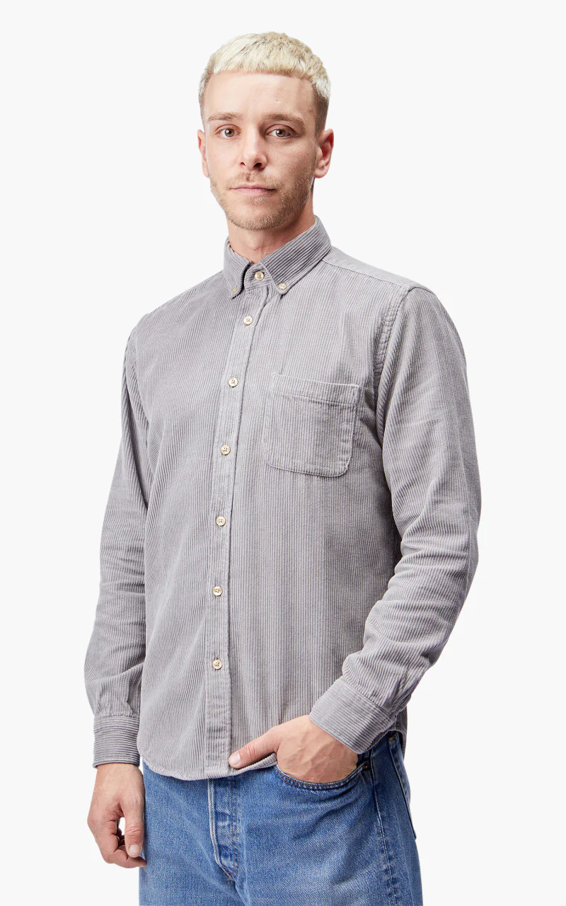 Portuguese Flannel Lobo Corduroy Shirt Grey - Image 2