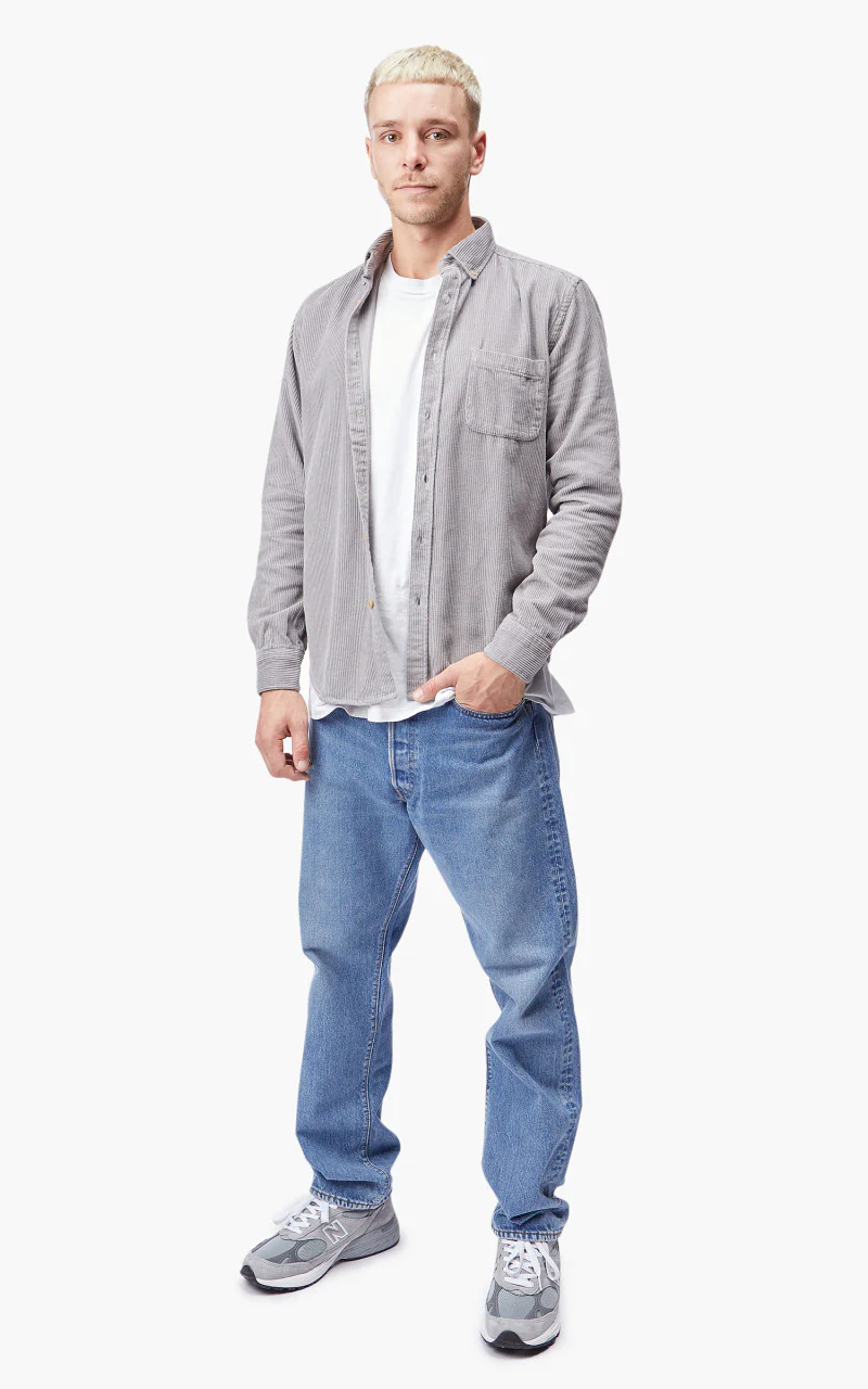 Portuguese Flannel Lobo Corduroy Shirt Grey - Image 5