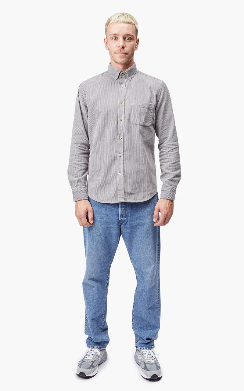 Portuguese Flannel Lobo Corduroy Shirt Grey - Image 6