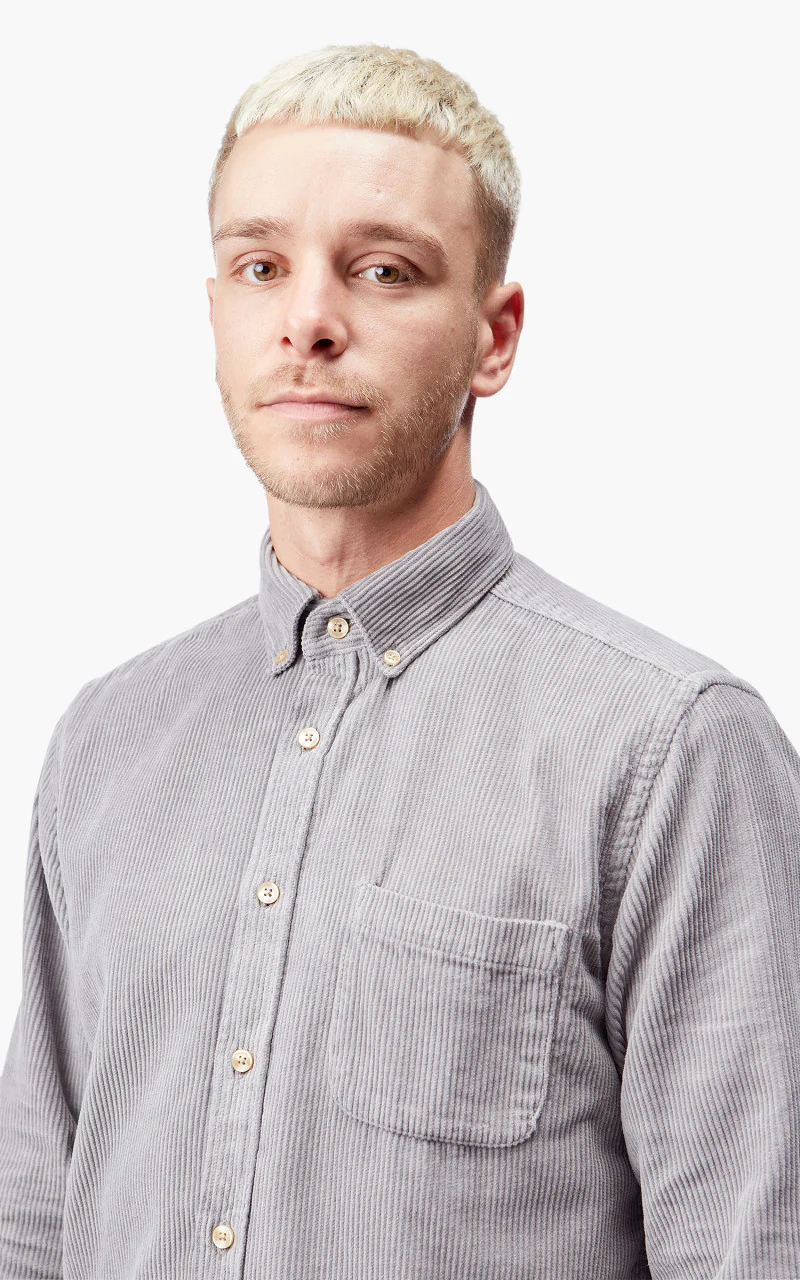 Portuguese Flannel Lobo Corduroy Shirt Grey - Image 9